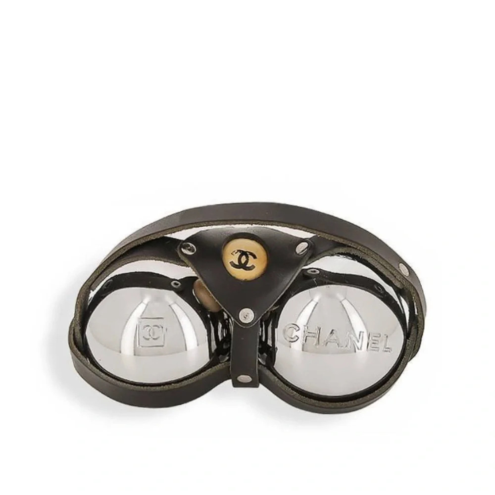 💯 Chanel pétanque set limited edition  in chromed steel and black leather chic